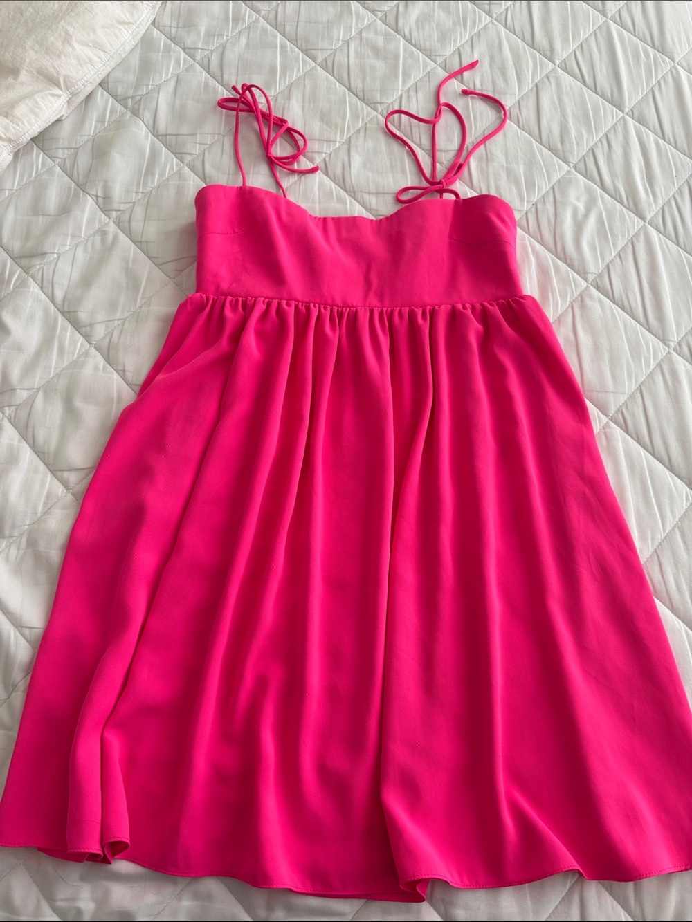 Amanda Uprichard Neon Pink Spaghetti Strap Dress